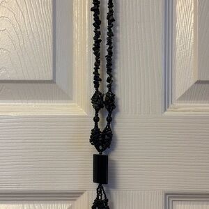 Black Beaded Statement Necklace - Women